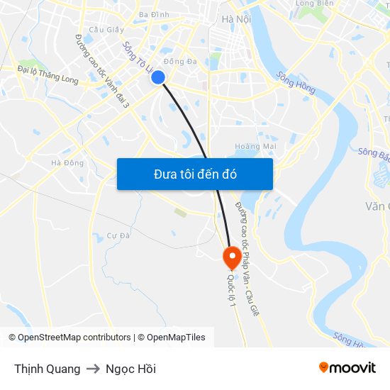 Thịnh Quang to Ngọc Hồi map