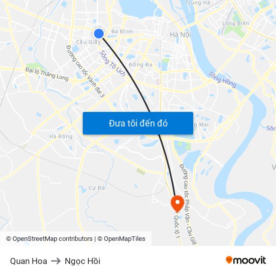 Quan Hoa to Ngọc Hồi map