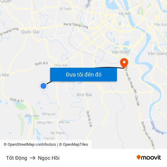 Tốt Động to Ngọc Hồi map