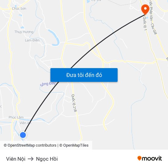 Viên Nội to Ngọc Hồi map