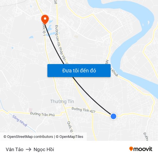 Vân Tảo to Ngọc Hồi map