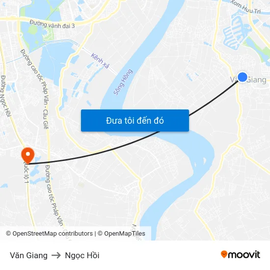 Văn Giang to Ngọc Hồi map