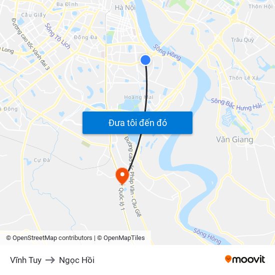 Vĩnh Tuy to Ngọc Hồi map