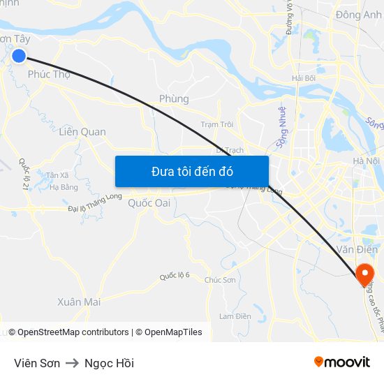 Viên Sơn to Ngọc Hồi map