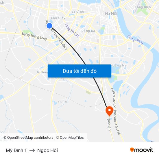 Mỹ Đình 1 to Ngọc Hồi map