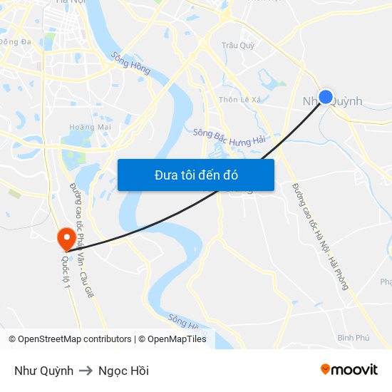 Như Quỳnh to Ngọc Hồi map