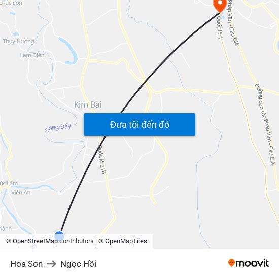 Hoa Sơn to Ngọc Hồi map