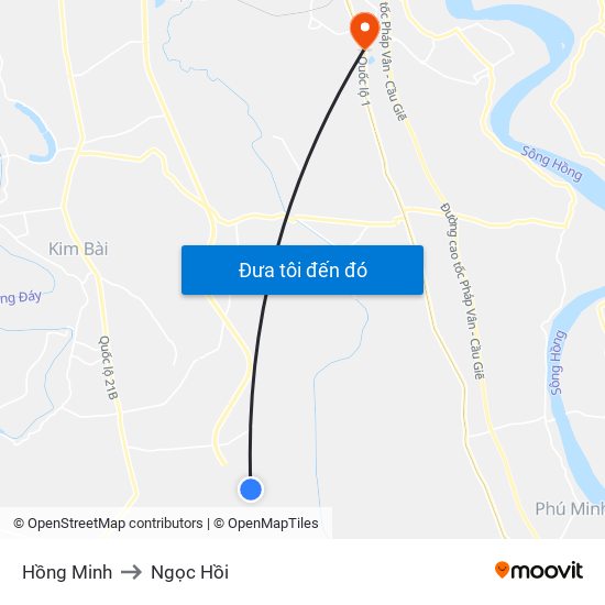 Hồng Minh to Ngọc Hồi map