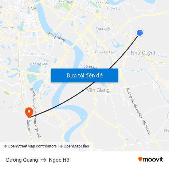 Dương Quang to Ngọc Hồi map