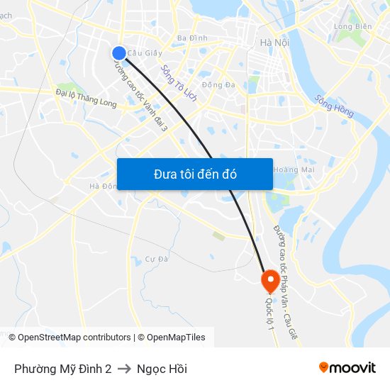 Phường Mỹ Đình 2 to Ngọc Hồi map