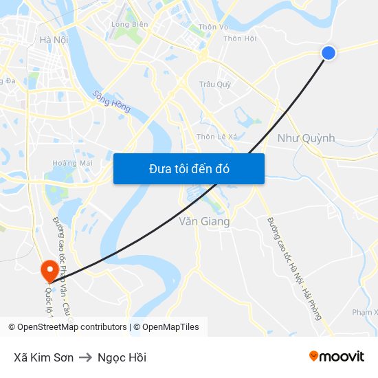 Xã Kim Sơn to Ngọc Hồi map