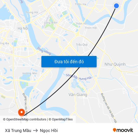 Xã Trung Mầu to Ngọc Hồi map
