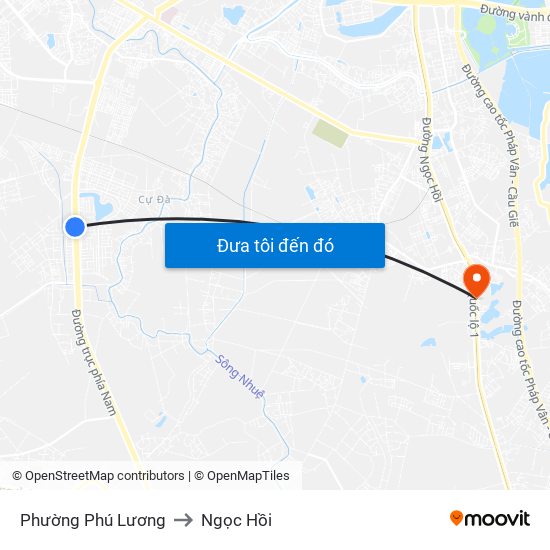 Phường Phú Lương to Ngọc Hồi map