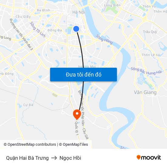 Quận Hai Bà Trưng to Ngọc Hồi map