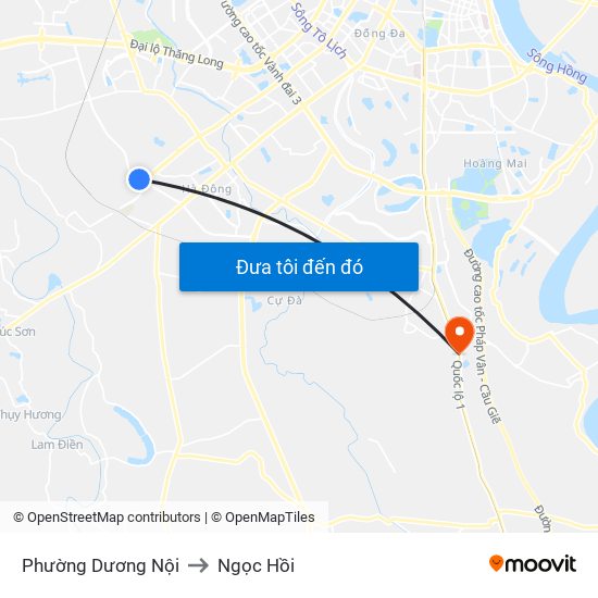 Phường Dương Nội to Ngọc Hồi map