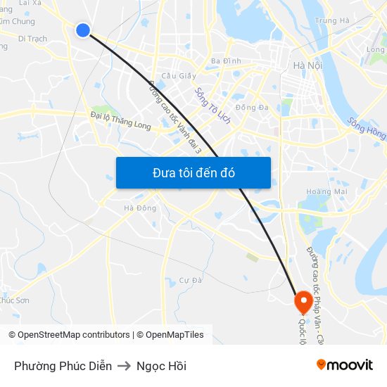 Phường Phúc Diễn to Ngọc Hồi map