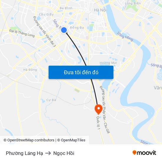 Phường Láng Hạ to Ngọc Hồi map