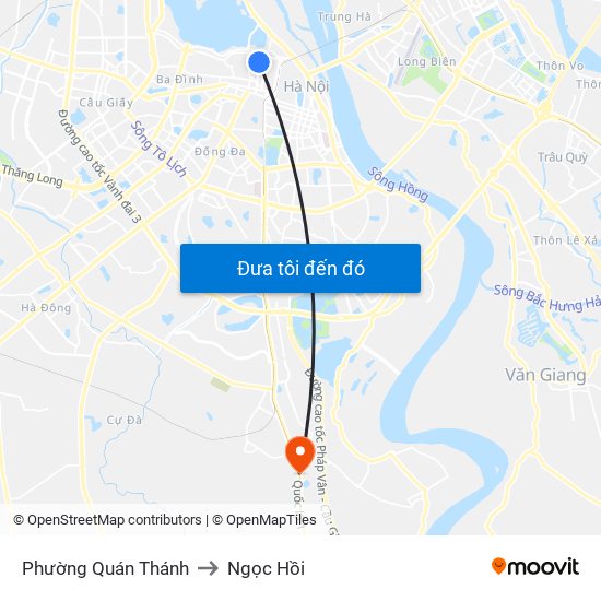 Phường Quán Thánh to Ngọc Hồi map