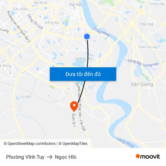Phường Vĩnh Tuy to Ngọc Hồi map