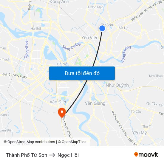 Thành Phố Từ Sơn to Ngọc Hồi map