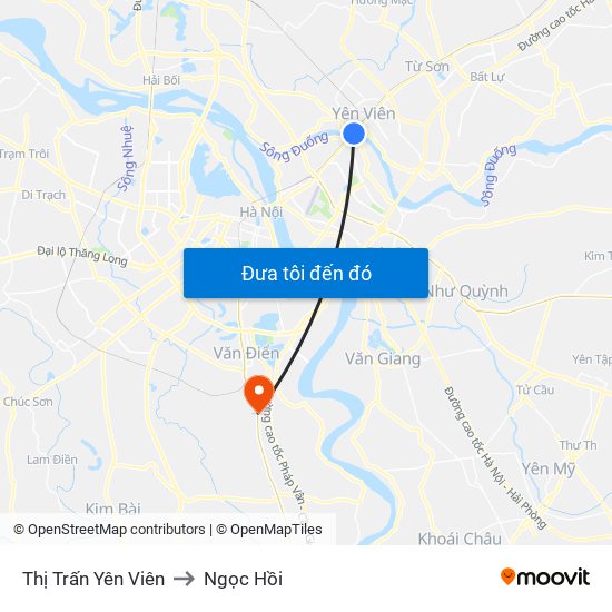 Thị Trấn Yên Viên to Ngọc Hồi map