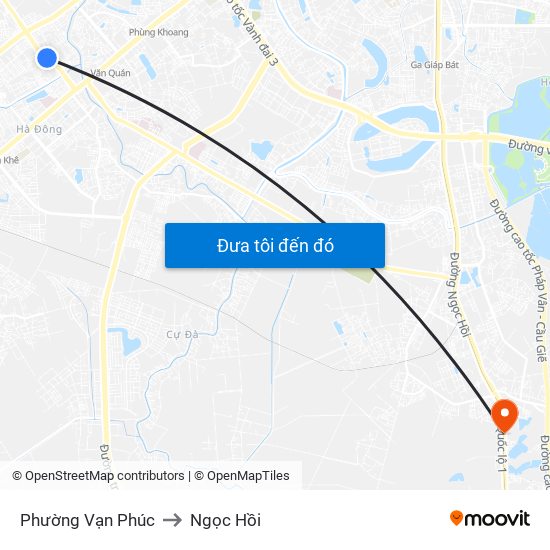 Phường Vạn Phúc to Ngọc Hồi map