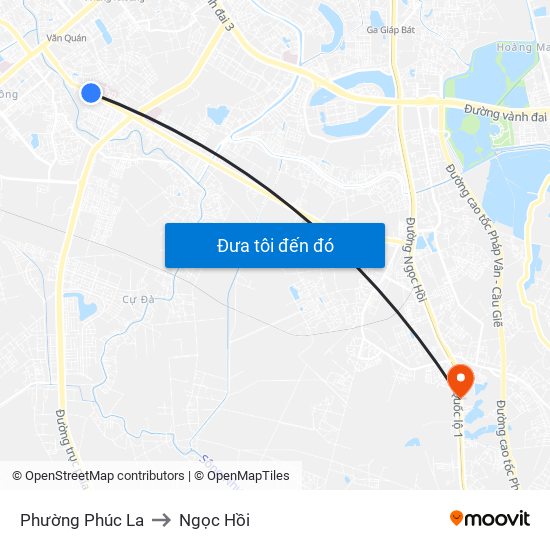 Phường Phúc La to Ngọc Hồi map