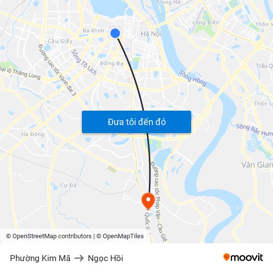 Phường Kim Mã to Ngọc Hồi map