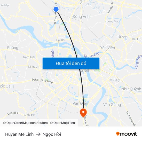 Huyện Mê Linh to Ngọc Hồi map