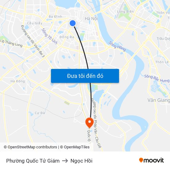 Phường Quốc Tử Giám to Ngọc Hồi map