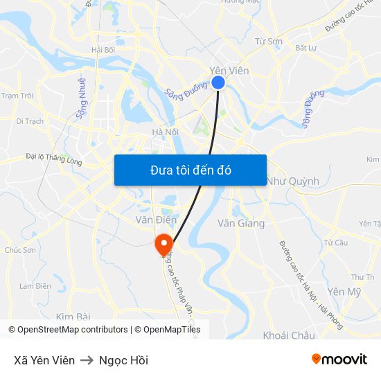 Xã Yên Viên to Ngọc Hồi map