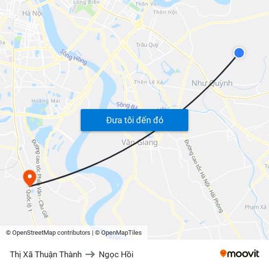 Thị Xã Thuận Thành to Ngọc Hồi map