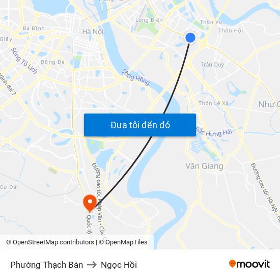 Phường Thạch Bàn to Ngọc Hồi map