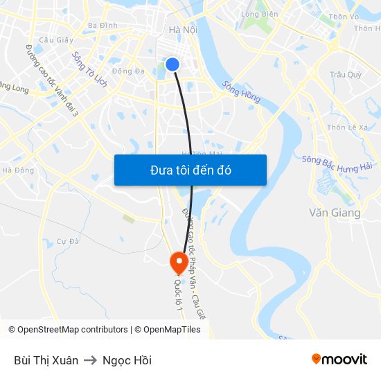 Bùi Thị Xuân to Ngọc Hồi map