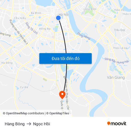 Hàng Bông to Ngọc Hồi map