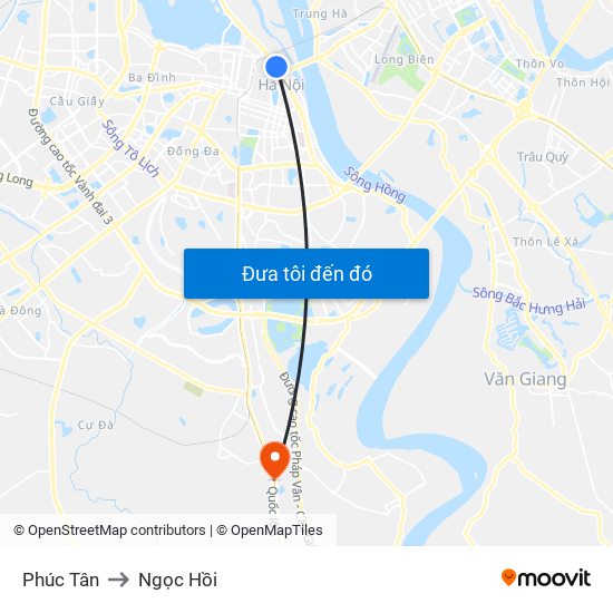 Phúc Tân to Ngọc Hồi map