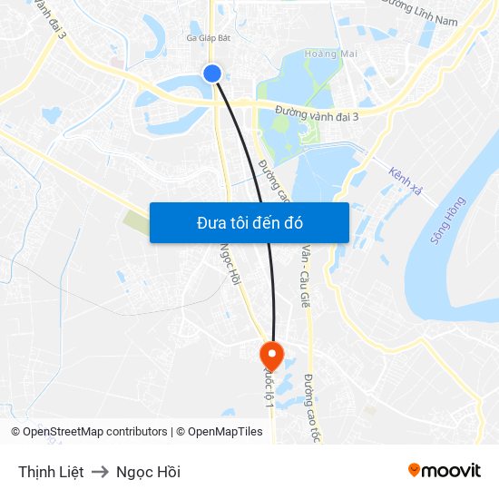 Thịnh Liệt to Ngọc Hồi map