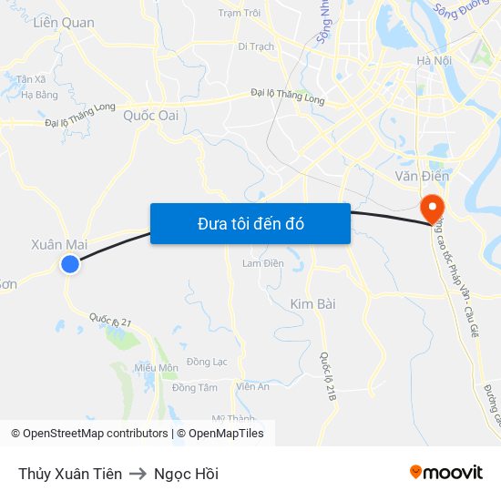 Thủy Xuân Tiên to Ngọc Hồi map