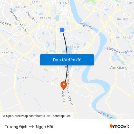 Trương Định to Ngọc Hồi map