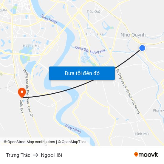 Trưng Trắc to Ngọc Hồi map