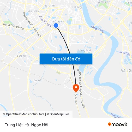Trung Liệt to Ngọc Hồi map