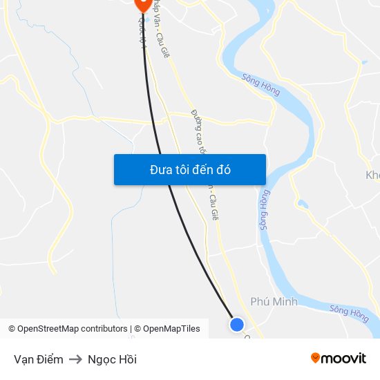 Vạn Điểm to Ngọc Hồi map