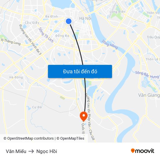 Văn Miếu to Ngọc Hồi map