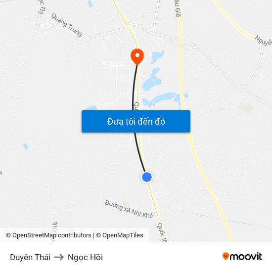 Duyên Thái to Ngọc Hồi map