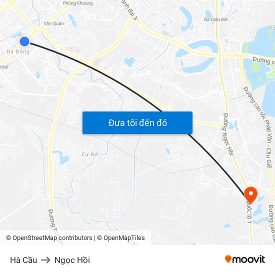 Hà Cầu to Ngọc Hồi map