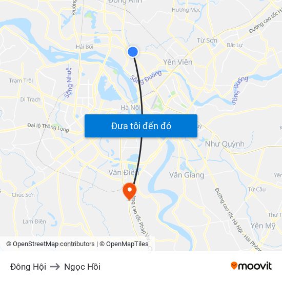 Đông Hội to Ngọc Hồi map