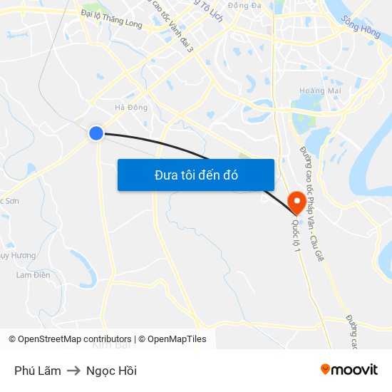 Phú Lãm to Ngọc Hồi map