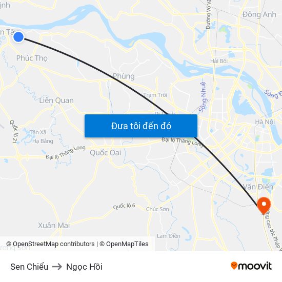 Sen Chiểu to Ngọc Hồi map