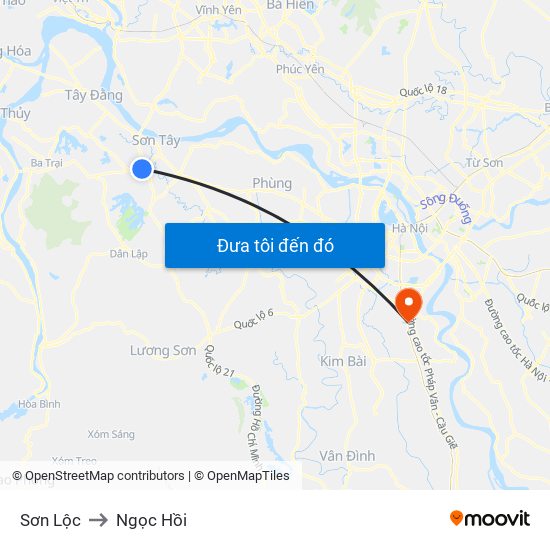 Sơn Lộc to Ngọc Hồi map