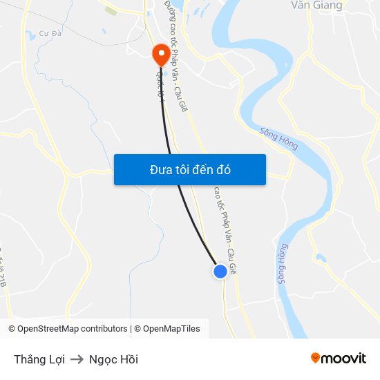 Thắng Lợi to Ngọc Hồi map